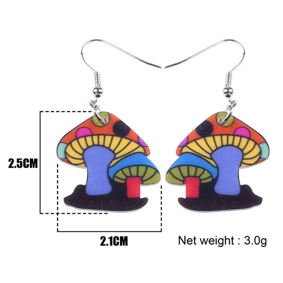 Magic Mushroom Acrylic Psychedelic Plant Earrings - Picture 5 of 7